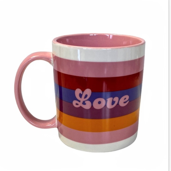 NWT “Love” Multi-Color Rainbow Striped Mug LGBTQ Pride - Picture 2 of 10